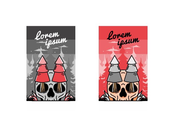 松树嵌在头骨插图设计中图片下载