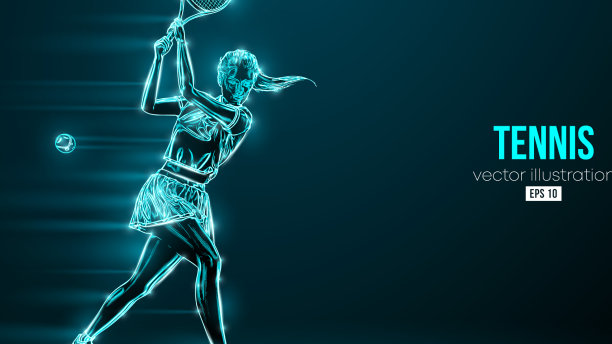 一个网球运动员黑色的抽象剪影图片下载