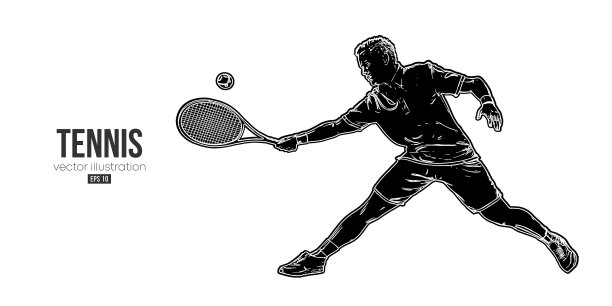 一个网球运动员在白色的抽象剪影图片下载