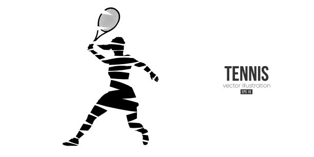 一个网球运动员在白色的抽象剪影图片下载