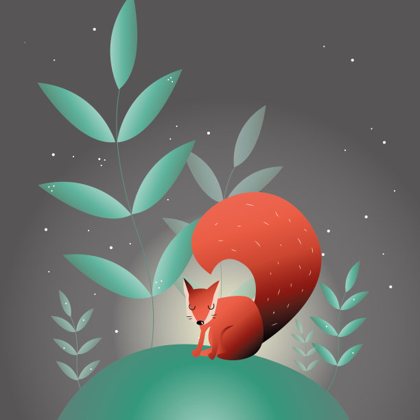 绿色空地上的一只红色小松鼠图片下载