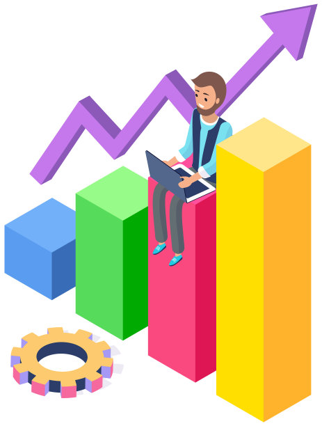 男人上网，设计和创建应用程序。商人用电脑分析增长数据图片下载