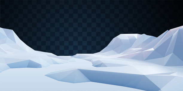 雪山景观孤立在黑暗透明的背景图片下载