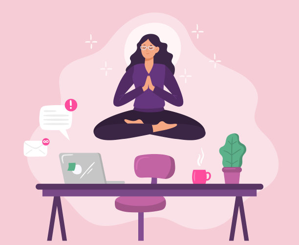 办公室瑜伽员工漂浮在工作场所图片下载