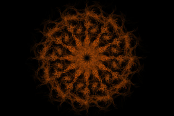 在黑色背景上以圆圈的形式燃烧曼荼罗，艺术图片下载