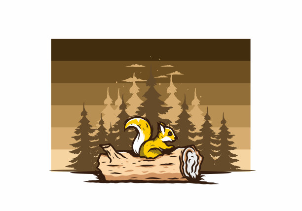 孤独的松鼠躲在枯树树干里图片下载