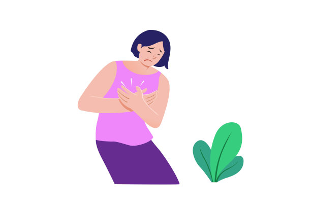 一个女人胸痛。图片下载