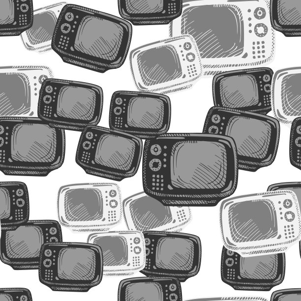 复古电视雕刻无缝图案复古图片下载