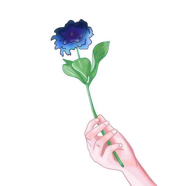 手捧花画。图片下载
