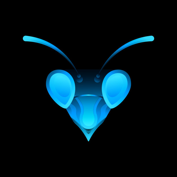 摘要:彩色蓝色渐变的蜜蜂头logo图片下载