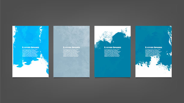 一套蓝色水彩背景的海报图片下载