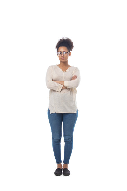 女子全长肖像在白色图片下载