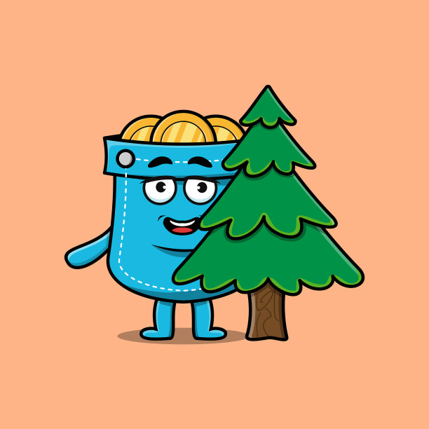 可爱的卡通口袋人物藏树图片下载