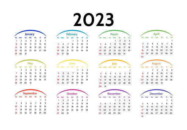 2023年的日历孤立在白色背景上图片下载