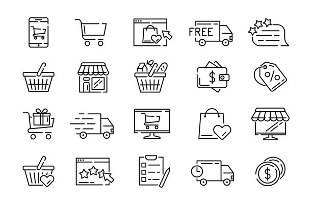 商业图标超市的细线符号图片下载