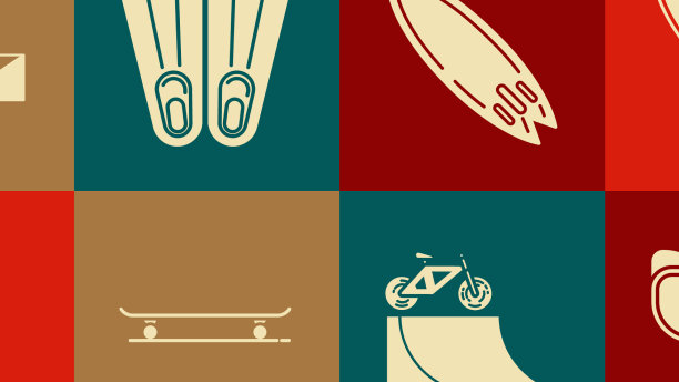 设置降落伞潜水面具冲浪板自行车图片下载