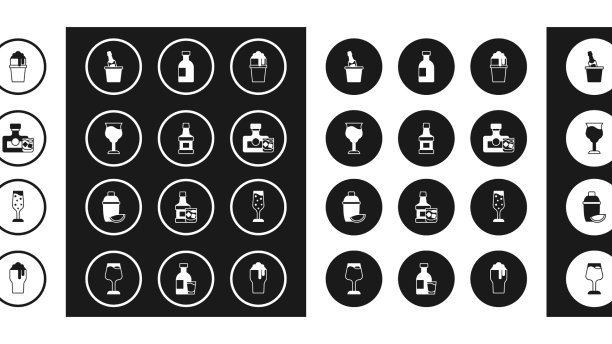 将啤酒杯、威士忌酒瓶、酒杯固定在一起图片下载