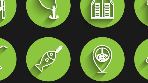 设置线钓鱼竿和带钩的鱼线图片下载