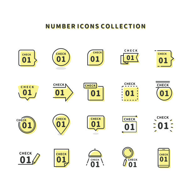 数字图标的变化集合。图片下载