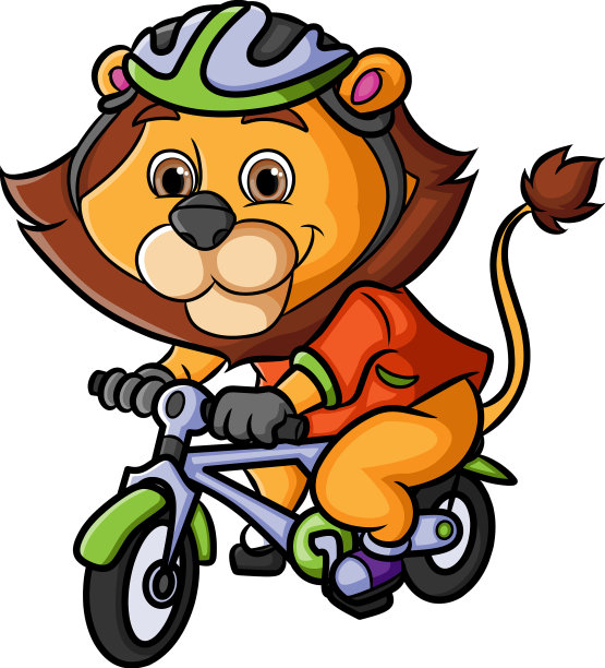 骑自行车的狮子正在骑自行车图片下载