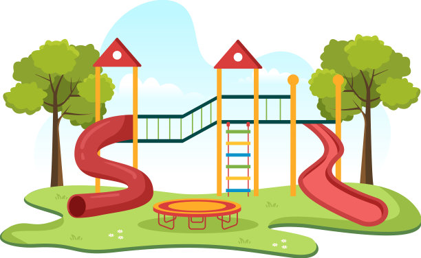 儿童游乐场有秋千、滑梯、攀岩图片下载