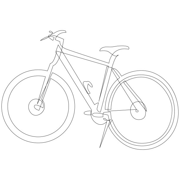 连续绘制运动自行车或自行车。矢量插图。图片下载