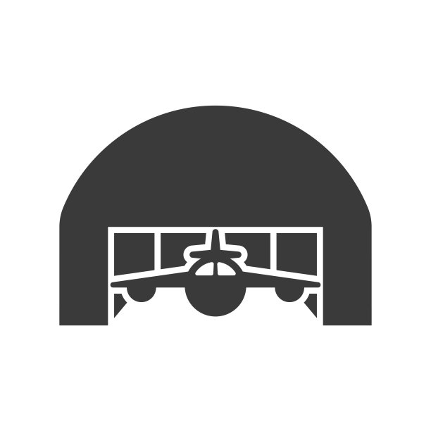 飞机机库字形图标孤立在白色背景。矢量插图。图片下载