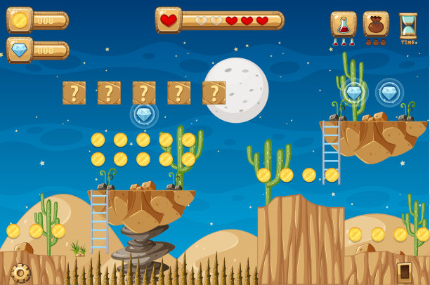 收集硬币平台游戏模板图片下载