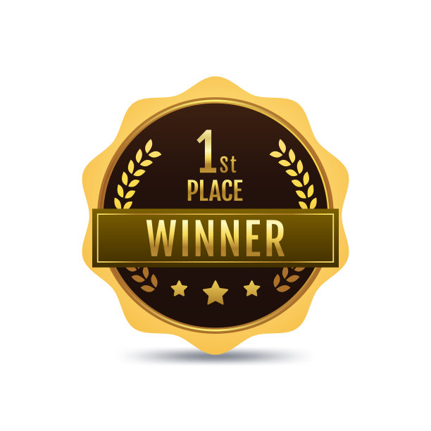 第一名优秀奖荣誉梯度勋章徽章带有月桂星装饰的徽章。图片下载