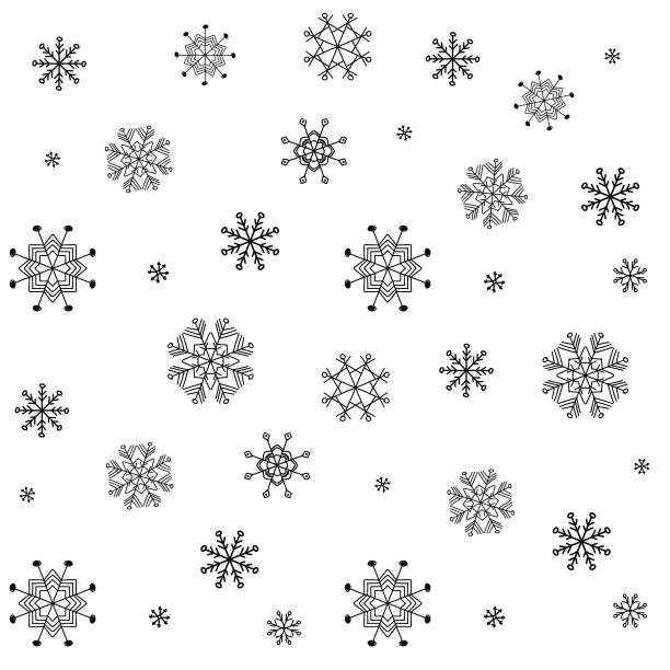 集雪花形状、雪纹理于一体的黑白无缝图案。可爱的降雪背景图片下载