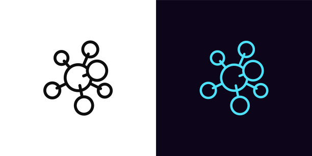 轮廓分子图标与可编辑的笔画图片下载