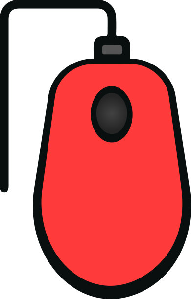 红色的电脑鼠标的插图，一个手持的指示设备。向量,卡通,绘画。图片下载