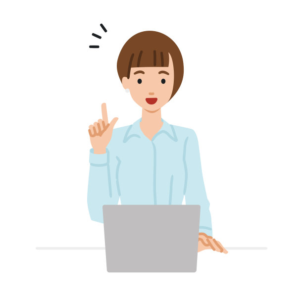 一个穿着衬衫的女人用笔记本电脑在她的办公桌上用手指来获得灵感图片下载