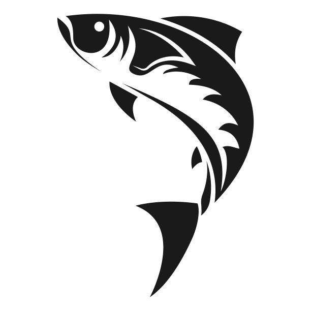 鱼的标志。海鲜餐厅店店的标识向量插图图片下载
