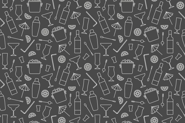 无缝调酒图案，鸡尾酒吧，伟大的包装，纺织品，墙纸，贺卡图片下载
