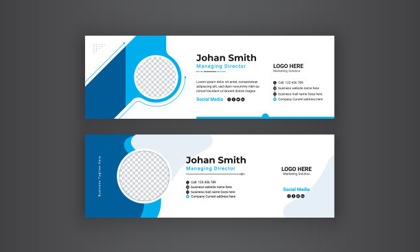 企业邮件签名设计。邮件签名模板设计。商务邮件签名矢量横幅模板图片下载