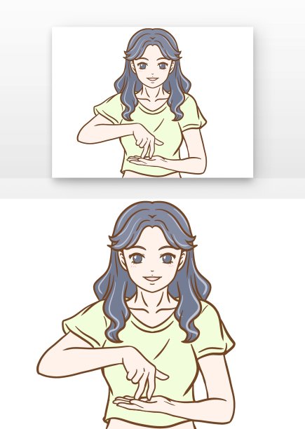 卡通聋哑女孩比手语图片下载