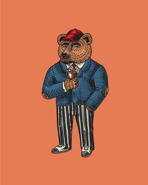 穿着夹克，戴着帽子，拿着一杯酒图片下载