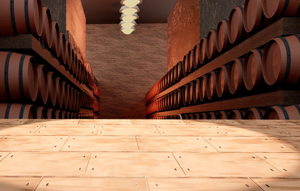 带有复制空间的陈年酒桶窖。葡萄酒储藏和发酵窖。插图3 d图片下载