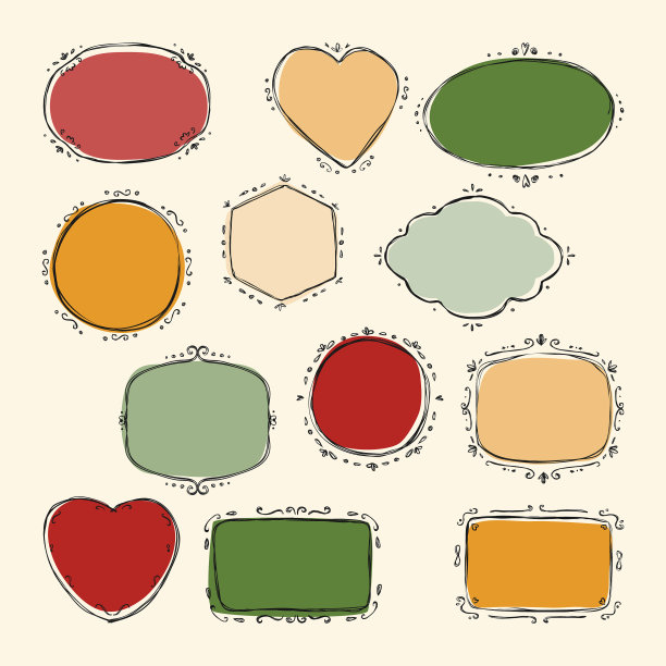 一套手绘框架在图形风格图片下载