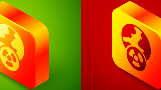 等距行星地球和辐射符号图标图片下载