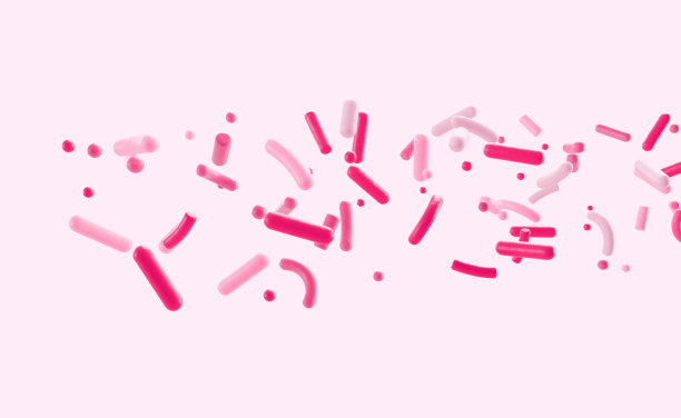 粉色和白色洒在浅粉色背景3d插图着色图片下载