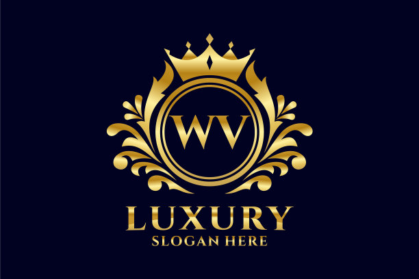 首字母wv皇家豪华标志模板图片下载