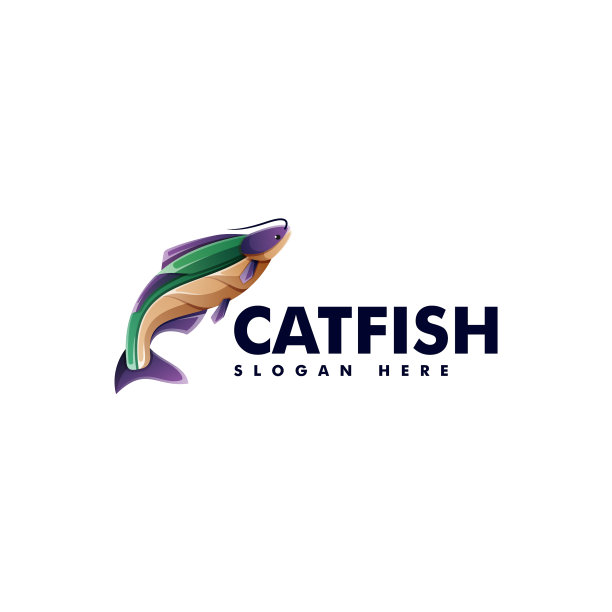 标志鲶鱼渐变彩色风格图片下载