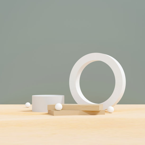 化妆品和食品的概念。最小的场景与几何形式。圆筒讲台展示和银球或样机的产品在柔和的颜色背景。空间的文本。三维演示图片下载