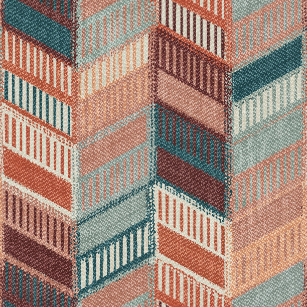 地毯无缝纹理与chevron图案，织物，垃圾背景，波西米亚风格的模式，3d插图图片下载