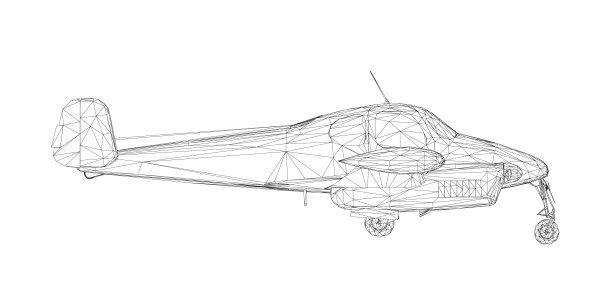 飞机线框与螺旋桨从黑线孤立在白色背景。侧视图。3 d。矢量插图。图片下载