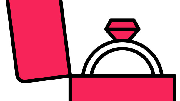 填充轮廓钻石订婚戒指在一个盒子图片下载