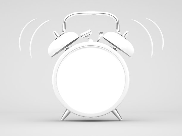 3d渲染白色闹钟在白色背景图片下载