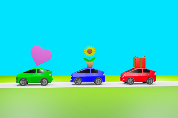 一辆载着爱的礼物的车。图片下载